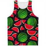 Black Watermelon Pieces Pattern Print Men's Tank Top