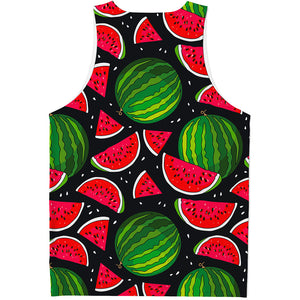 Black Watermelon Pieces Pattern Print Men's Tank Top