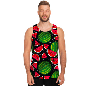 Black Watermelon Pieces Pattern Print Men's Tank Top