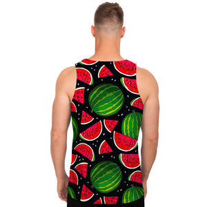 Black Watermelon Pieces Pattern Print Men's Tank Top