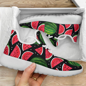 Black Watermelon Pieces Pattern Print Mesh Knit Shoes GearFrost