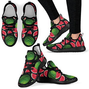 Black Watermelon Pieces Pattern Print Mesh Knit Shoes GearFrost