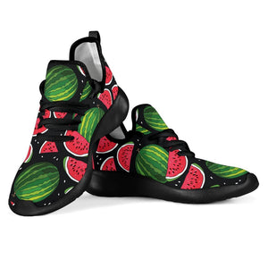 Black Watermelon Pieces Pattern Print Mesh Knit Shoes GearFrost