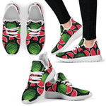 Black Watermelon Pieces Pattern Print Mesh Knit Shoes GearFrost