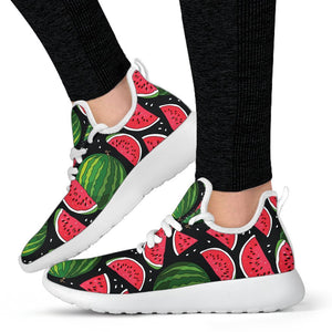 Black Watermelon Pieces Pattern Print Mesh Knit Shoes GearFrost