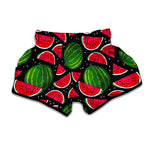 Black Watermelon Pieces Pattern Print Muay Thai Boxing Shorts