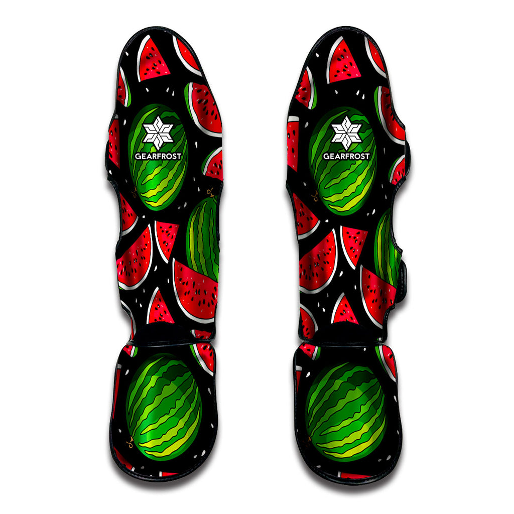 Black Watermelon Pieces Pattern Print Muay Thai Shin Guard