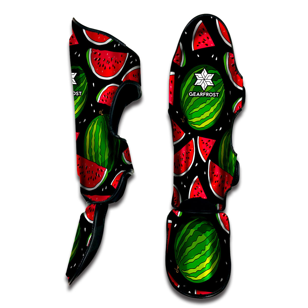 Black Watermelon Pieces Pattern Print Muay Thai Shin Guard