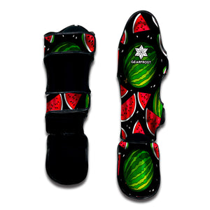 Black Watermelon Pieces Pattern Print Muay Thai Shin Guard