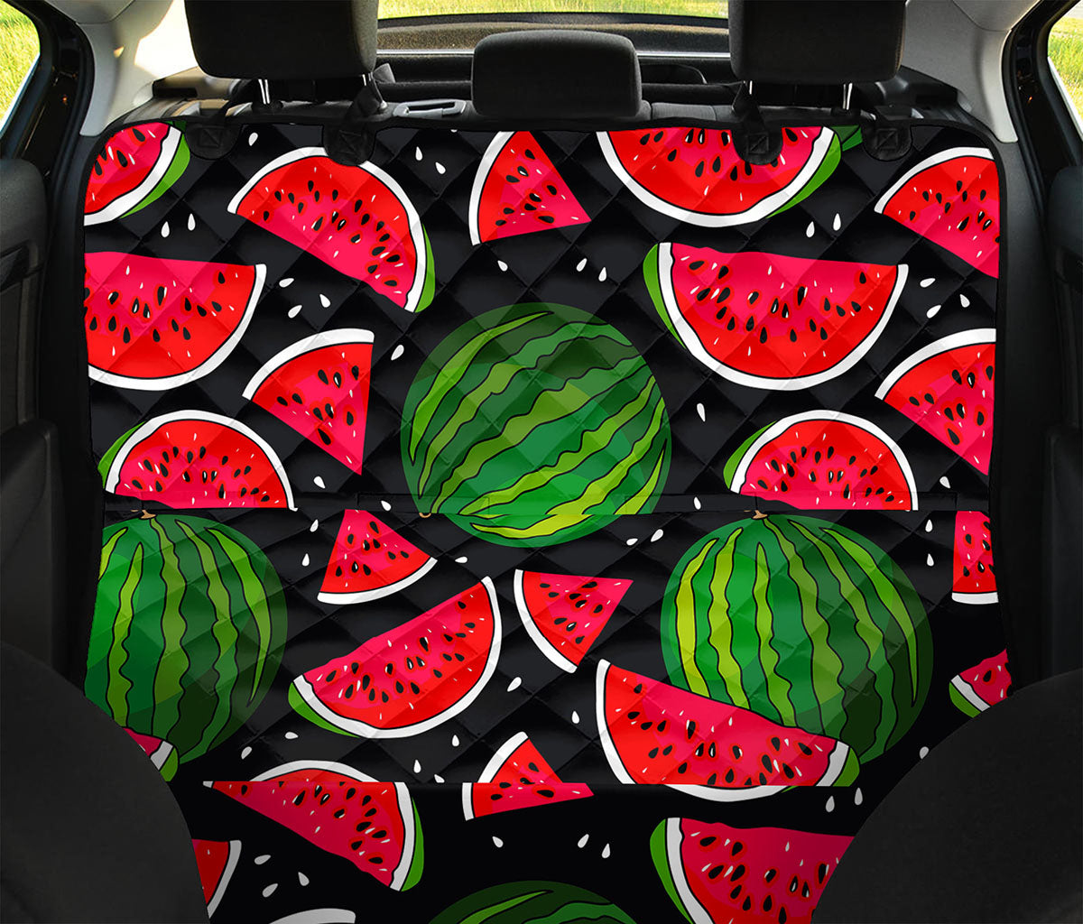 Black Watermelon Pieces Pattern Print Pet Car Back Seat Cover