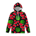 Black Watermelon Pieces Pattern Print Pullover Hoodie
