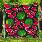 Black Watermelon Pieces Pattern Print Quilt