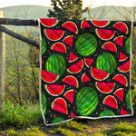 Black Watermelon Pieces Pattern Print Quilt