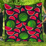 Black Watermelon Pieces Pattern Print Quilt