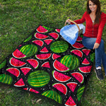 Black Watermelon Pieces Pattern Print Quilt