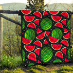 Black Watermelon Pieces Pattern Print Quilt