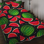 Black Watermelon Pieces Pattern Print Quilt Bed Set