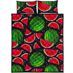 Black Watermelon Pieces Pattern Print Quilt Bed Set