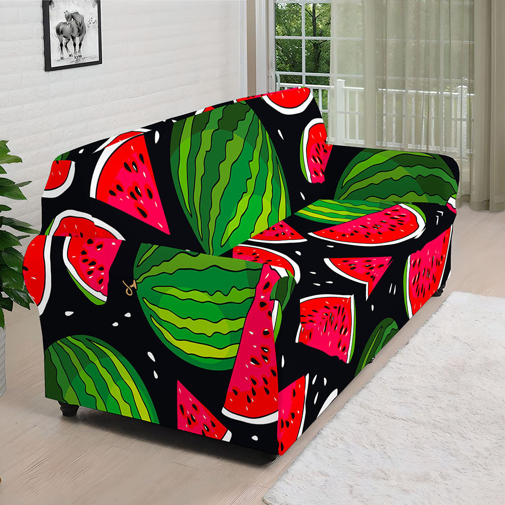 Black Watermelon Pieces Pattern Print Sofa Cover