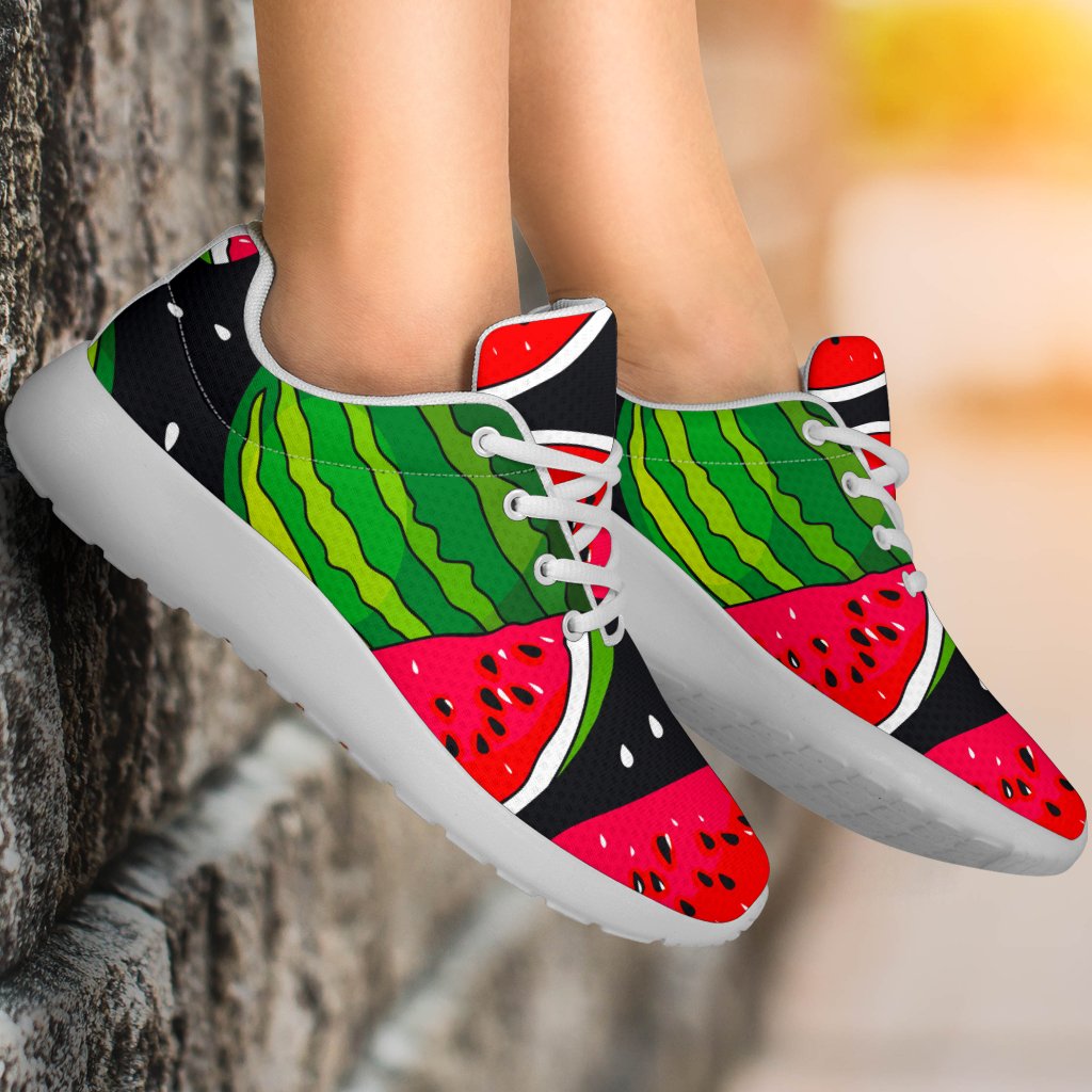 Black Watermelon Pieces Pattern Print Sport Shoes GearFrost