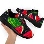 Black Watermelon Pieces Pattern Print Sport Shoes GearFrost