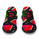 Black Watermelon Pieces Pattern Print Sport Shoes GearFrost