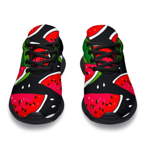 Black Watermelon Pieces Pattern Print Sport Shoes GearFrost