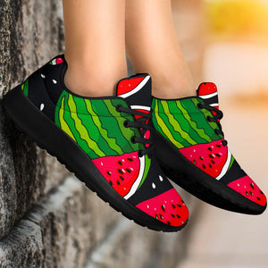 Black Watermelon Pieces Pattern Print Sport Shoes GearFrost