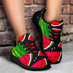 Black Watermelon Pieces Pattern Print Sport Shoes GearFrost