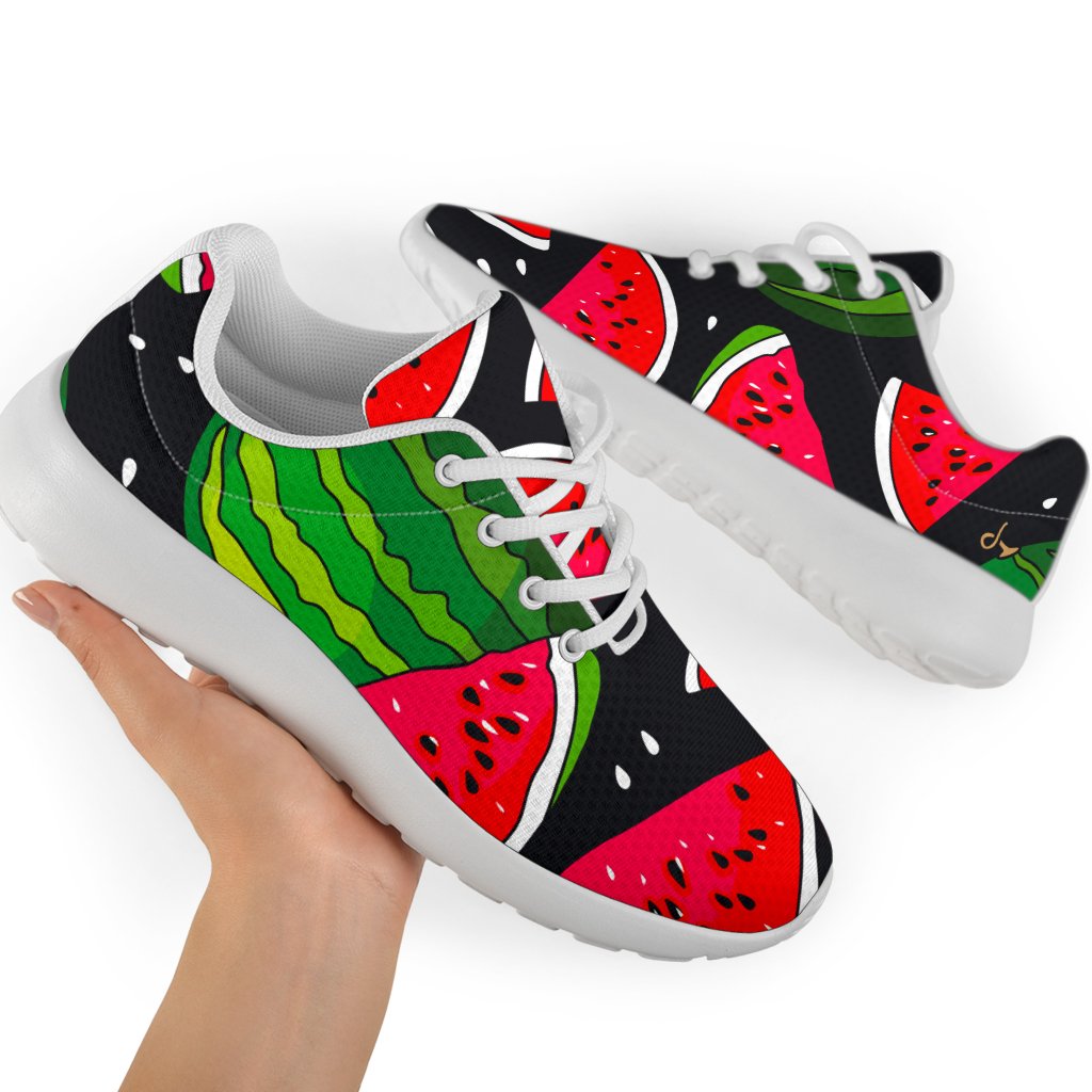 Black Watermelon Pieces Pattern Print Sport Shoes GearFrost