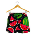 Black Watermelon Pieces Pattern Print Women's Shorts