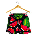 Black Watermelon Pieces Pattern Print Women's Shorts