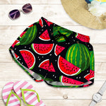 Black Watermelon Pieces Pattern Print Women's Shorts