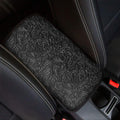 Black Western Damask Floral Print Car Center Console Cover