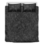 Black Western Damask Floral Print Duvet Cover Bedding Set