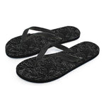 Black Western Damask Floral Print Flip Flops