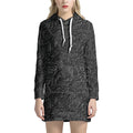 Black Western Damask Floral Print Pullover Hoodie Dress