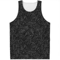 Black Western Damask Floral Print Men's Tank Top