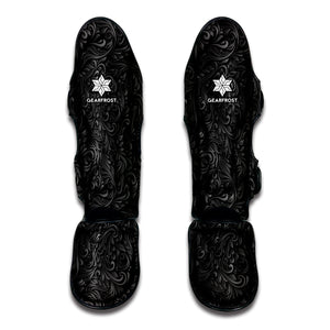 Black Western Damask Floral Print Muay Thai Shin Guard