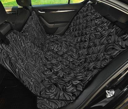 Black Western Damask Floral Print Pet Car Back Seat Cover