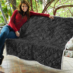 Black Western Damask Floral Print Quilt