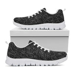 Black Western Damask Floral Print White Sneakers