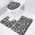 Black White And Grey Digital Camo Print 3 Piece Bath Mat Set