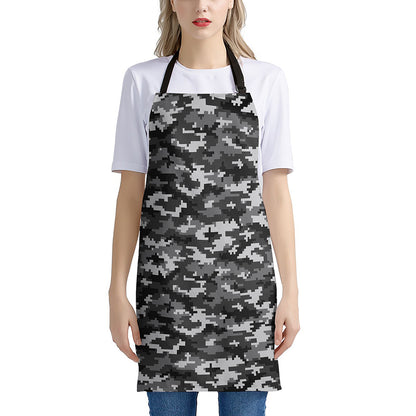 Black White And Grey Digital Camo Print Apron