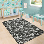 Black White And Grey Digital Camo Print Area Rug
