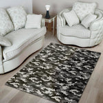 Black White And Grey Digital Camo Print Area Rug