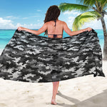 Black White And Grey Digital Camo Print Beach Sarong Wrap
