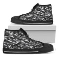 Black White And Grey Digital Camo Print Black High Top Sneakers