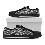 Black White And Grey Digital Camo Print Black Low Top Shoes