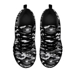 Black White And Grey Digital Camo Print Black Sneakers